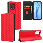 For ZTE Libero 5G III / A202ZT Cubic Grid Texture Flip Leather Phone Case(Red)