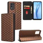 For ZTE Libero 5G III / A202ZT Cubic Grid Texture Flip Leather Phone Case(Brown)