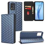 For ZTE Libero 5G II Cubic Grid Texture Flip Leather Phone Case(Blue)