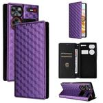 For ZTE nubia Z60 Ultra 5G Cubic Grid Texture Flip Leather Phone Case(Purple)