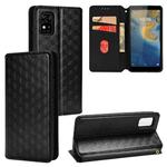 For ZTE Avid 589 /  Z589 / Z5158 Cubic Grid Texture Flip Leather Phone Case(Black)