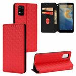 For ZTE Avid 589 /  Z589 / Z5158 Cubic Grid Texture Flip Leather Phone Case(Red)