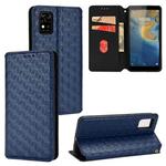 For ZTE Avid 589 /  Z589 / Z5158 Cubic Grid Texture Flip Leather Phone Case(Blue)