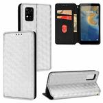 For ZTE Avid 589 /  Z589 / Z5158 Cubic Grid Texture Flip Leather Phone Case(Silver)