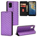 For ZTE Avid 589 /  Z589 / Z5158 Cubic Grid Texture Flip Leather Phone Case(Purple)