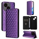 For ZTE Blade A35e Global / Z2466 Cubic Grid Texture Flip Leather Phone Case(Purple)