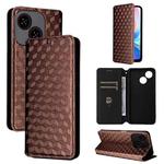 For ZTE Blade A35e Global / Z2466 Cubic Grid Texture Flip Leather Phone Case(Brown)