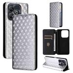 For ZTE Blade A75 4G Cubic Grid Texture Flip Leather Phone Case(Silver)