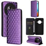 For ZTE Blade A75 5G / nubia Focus 5G Cubic Grid Texture Flip Leather Phone Case(Purple)