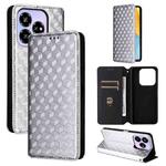 For ZTE Blade V60 Design Cubic Grid Texture Flip Leather Phone Case(Silver)