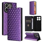 For ZTE Blade V70 4G / nubia V70 4G Cubic Grid Texture Flip Leather Phone Case(Purple)