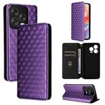 For ZTE Blade V70 Design 4G Cubic Grid Texture Flip Leather Phone Case(Purple)
