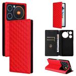 For ZTE nubia Music / Z2353 Cubic Grid Texture Flip Leather Phone Case(Red)