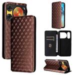 For ZTE nubia Music 2 Cubic Grid Texture Flip Leather Phone Case(Brown)