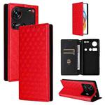 For ZTE nubia Z70 Ultra Cubic Grid Texture Flip Leather Phone Case(Red)