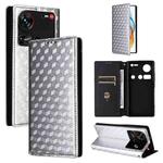 For ZTE nubia Z70 Ultra Cubic Grid Texture Flip Leather Phone Case(Silver)
