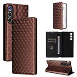 For ZTE nubia RedMagic 10 Air Cubic Grid Texture Flip Leather Phone Case(Brown)