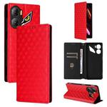For ZTE nubia Neo 3 5G Cubic Grid Texture Flip Leather Phone Case(Red)