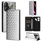 For ZTE nubia Neo 3 5G Cubic Grid Texture Flip Leather Phone Case(Silver)