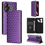 For ZTE nubia Neo 3 5G Cubic Grid Texture Flip Leather Phone Case(Purple)