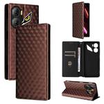 For ZTE nubia Neo 3 5G Cubic Grid Texture Flip Leather Phone Case(Brown)