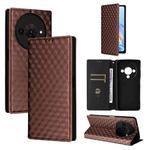 For ZTE Blade A76 5G Cubic Grid Texture Flip Leather Phone Case(Brown)