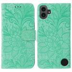 For Nothing CMF Phone 1 Lace Flower Embossing Flip Leather Phone Case(Green)