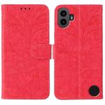 For Nothing CMF Phone 1 Lace Flower Embossing Flip Leather Phone Case(Red)