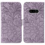 For Nothing Phone 3a Lace Flower Embossing Flip Leather Phone Case(Purple)