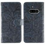 For Nothing Phone 3a Lace Flower Embossing Flip Leather Phone Case(Dark Blue)