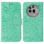 For Nothing Phone 3a Pro Lace Flower Embossing Flip Leather Phone Case(Green)