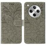 For OPPO Find X8 Lace Flower Embossing Flip Leather Phone Case(Grey)