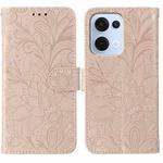 For OPPO Reno13 5G Global Lace Flower Embossing Flip Leather Phone Case(Rose Gold)
