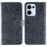 For OPPO Reno13 5G Global Lace Flower Embossing Flip Leather Phone Case(Dark Blue)