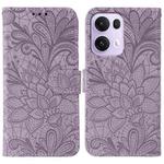 For OPPO Reno13 Pro 5G Global Lace Flower Embossing Flip Leather Phone Case(Purple)