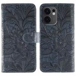 For OPPO Reno13 F 4G Global / 5G Global Lace Flower Embossing Flip Leather Phone Case(Dark Blue)