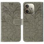 For OPPO A5 Pro 5G Global Lace Flower Embossing Flip Leather Phone Case(Grey)