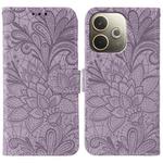 For OPPO A5 Pro 5G Global Lace Flower Embossing Flip Leather Phone Case(Purple)