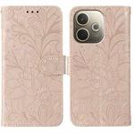 For OPPO A5 Pro 5G Global Lace Flower Embossing Flip Leather Phone Case(Rose Gold)