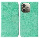 For OPPO A5 Pro 5G Global Lace Flower Embossing Flip Leather Phone Case(Green)
