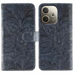 For OPPO A5 Pro 5G Global Lace Flower Embossing Flip Leather Phone Case(Dark Blue)