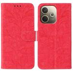 For OPPO A5 Pro 5G Global Lace Flower Embossing Flip Leather Phone Case(Red)