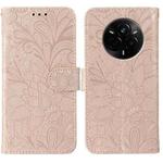 For Realme 14 Pro Lace Flower Embossing Flip Leather Phone Case(Rose Gold)