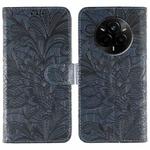 For Realme 14 Pro Lace Flower Embossing Flip Leather Phone Case(Dark Blue)