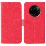 For Realme 14 Pro Lace Flower Embossing Flip Leather Phone Case(Red)