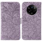 For Realme 14 Pro+ Lace Flower Embossing Flip Leather Phone Case(Purple)
