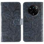 For Realme 14 Pro+ Lace Flower Embossing Flip Leather Phone Case(Dark Blue)