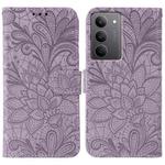 For Realme 14x Lace Flower Embossing Flip Leather Phone Case(Purple)