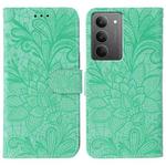 For Realme 14x Lace Flower Embossing Flip Leather Phone Case(Green)