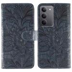 For Realme 14x Lace Flower Embossing Flip Leather Phone Case(Dark Blue)